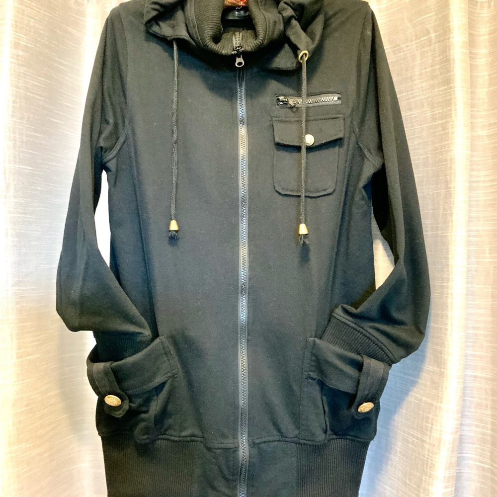 Long double zip up hoodie